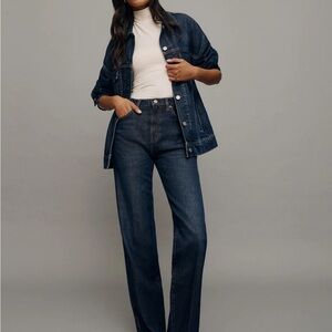 Reformation Val 90s Mid Rise Dark Blue Straight Leg Jeans